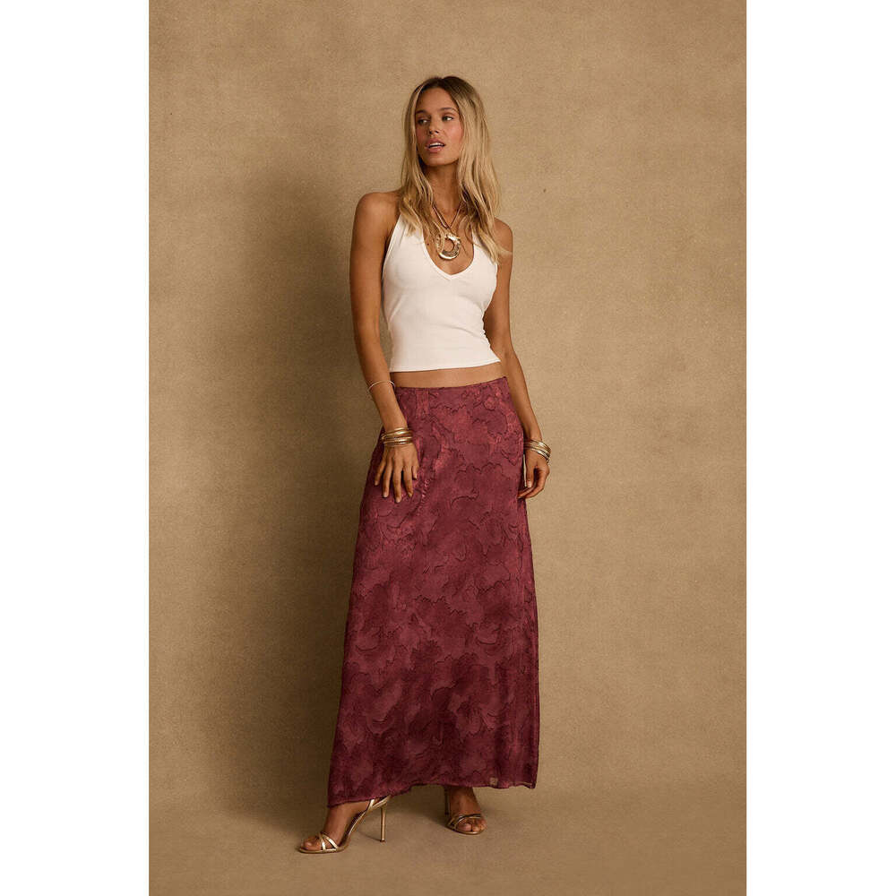12th Tribe Waverly Mulberry Maxi Skirt Size LL - Picture 2 of 3